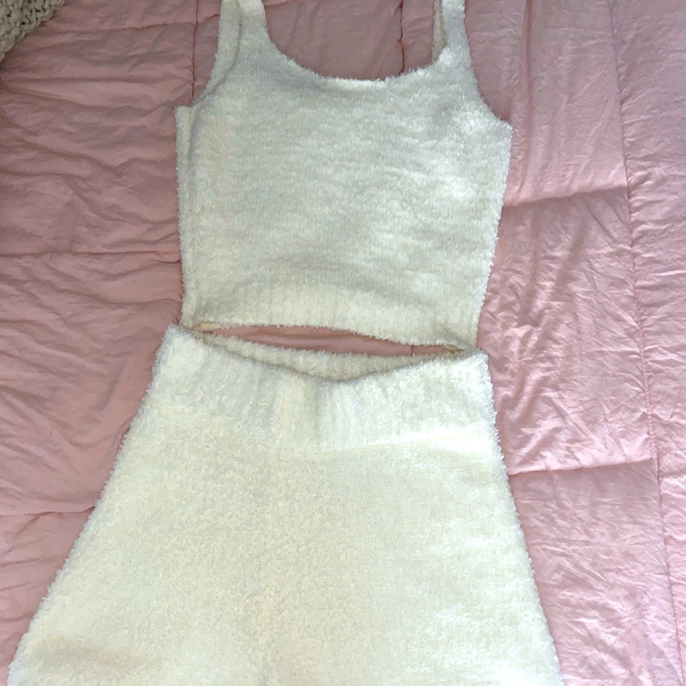 SKIMS cozy knit tank and shorts
